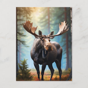 *~* Natur AP49 ÄLG Huvudet Vridet  Skogsstuga Vykort