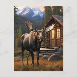 *~* Natur AP49 MOOSE Skogen Forest Dusk Mountains Vykort
