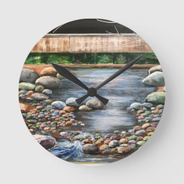 Natur Art Brook in Forest Rund Klocka