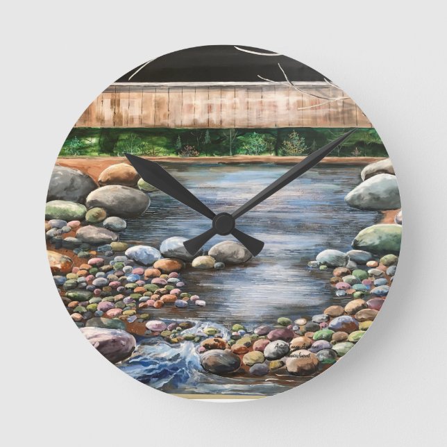 Natur Art Brook in Forest Rund Klocka (Framsida)