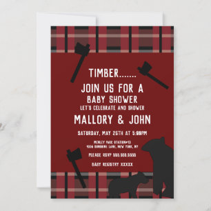 Natur - Bear och Ax Lumbarjack Fall Inbjudningar