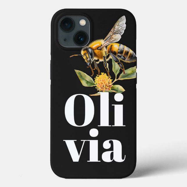 Natur Blommigt Bee Black Personlig Namn (Baksida)