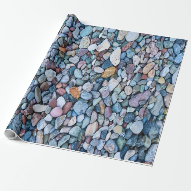 NATUR BLUE STONES BLÖT PEBBLE MÖNSTER PRESENTPAPPER (Utrullad)