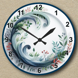 Natur Botanisk Design Med Standardnummer Rund Klocka