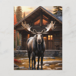 *~* Natur Cabin AP49 MOOSE Forest Cottage Vykort