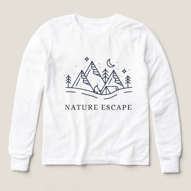 Natur Escap Camping Mugg – Utomhusäventyr & Hej T Shirt (Design framsida)