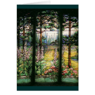 Natur för art nouveauTiffany målat glass OBS Kort