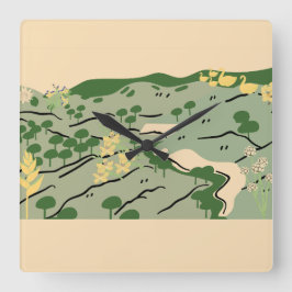 Natur Fyrkantig Klocka