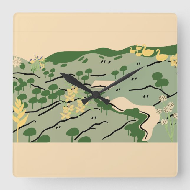 Natur Fyrkantig Klocka (Framsida)