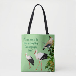 Natur Greenery Löv Storks Vatten Birds Monogram Tygkasse