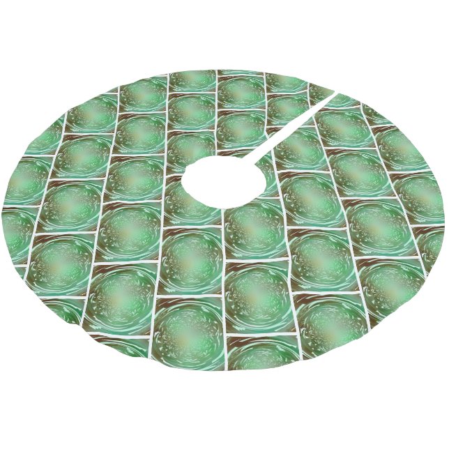 Natur Grön och Brun Fraktal Design Julgransmatta Borstad Polyester (Vinklad)