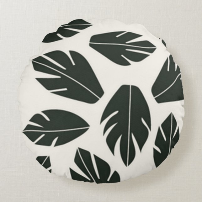 Natur gröna blad rund kudde (Framsidan)