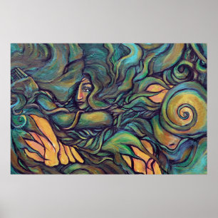 Natur Grönt guddess målning av Pagan Earth Poster
