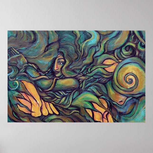 Natur Grönt guddess målning av Pagan Earth Poster (Framsidan)
