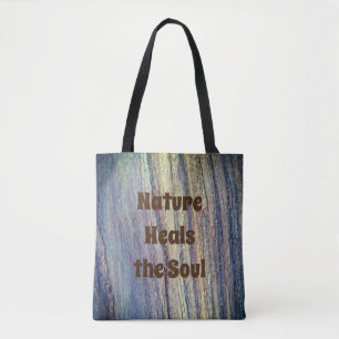 Natur Heals Soul Woodgrain Photo Rustic Tygkasse