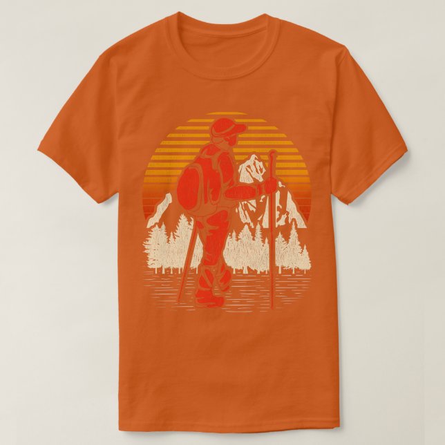 Natur Hiker Äventyr Hike Retro Sunset Outdoor H T Shirt (Design framsida)
