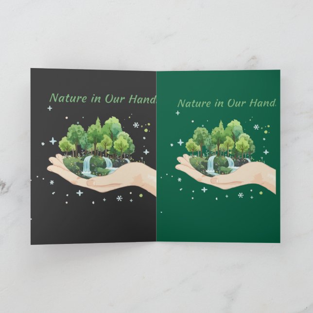 Natur i våra händer Akvarell Miljökonst Kort (Inuti)