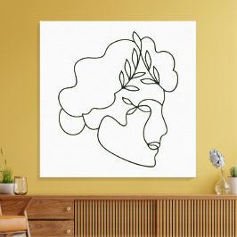 Natur inom - Abstrakt Botaniska Ansikte Line Art Canvastryck