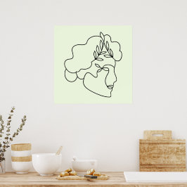 Natur inom - Abstrakt Botaniska Ansikte Line Art Poster