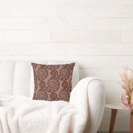 Natur Inspired Earthy Bronze-Brown Curl Mönster Kudde
