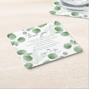 Natur Inspired Greenery Bröllop - tackmeddelande Underlägg Papper Kvadrat