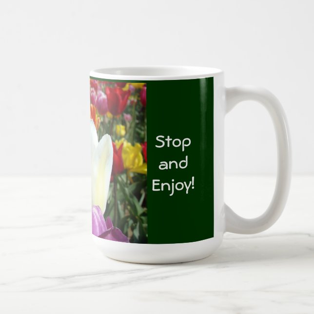 Natur Kaffe Mugg Stopp & Njut! Tulpan Blommor (Höger)
