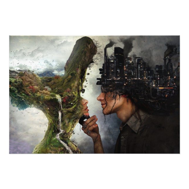 Natur kontra civilisation Photo Print Fototryck (Framsidan)