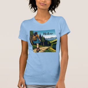 Natur Kvinnor som vandrar nedför en stig T Shirt