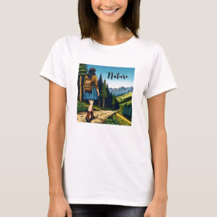 Natur Kvinnor som vandrar nedför en stig T Shirt