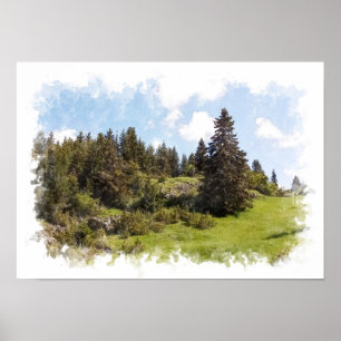 Natur Landskap - Akvarell Poster