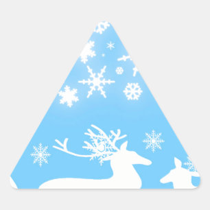 Natur Landskap Årstider Vinter Snöflinga Hjort Triangelformat Klistermärke