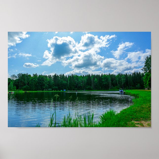 Natur Landskap Sjö Moln Vitryssland Affisch (Framsidan)