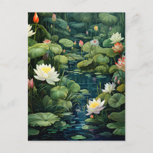 Natur Lotus Vatten Lily Pond Ligcape Helg Vykort