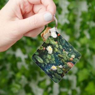 Natur Lotus Vatten Lily Pond Ligcape Nyckelring