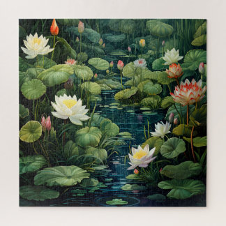 Natur Lotus Vatten Lily Pond Ligcape Pussel
