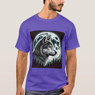 Natur Måne Alpha Söt Varg Måne natur retro T Shirt