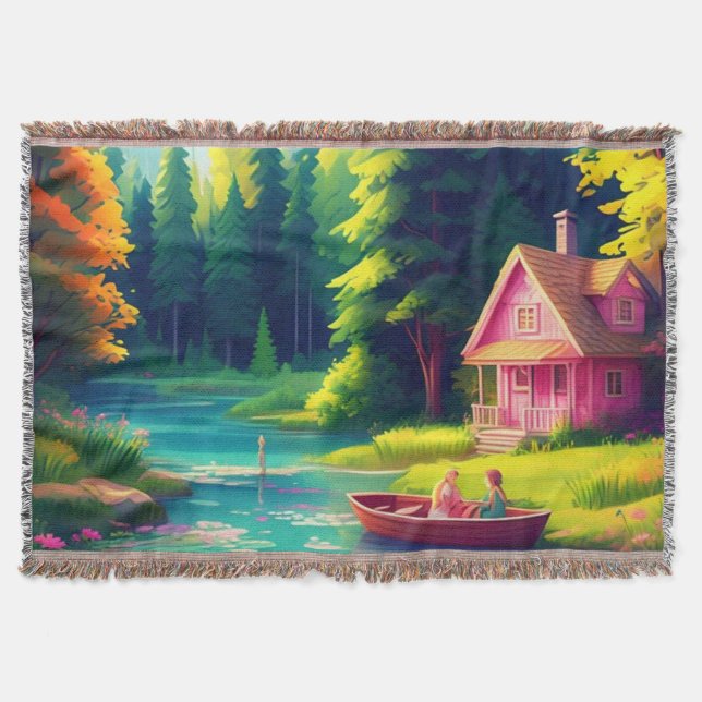 Natur med Rosa Cottage Filt (Framsidan)