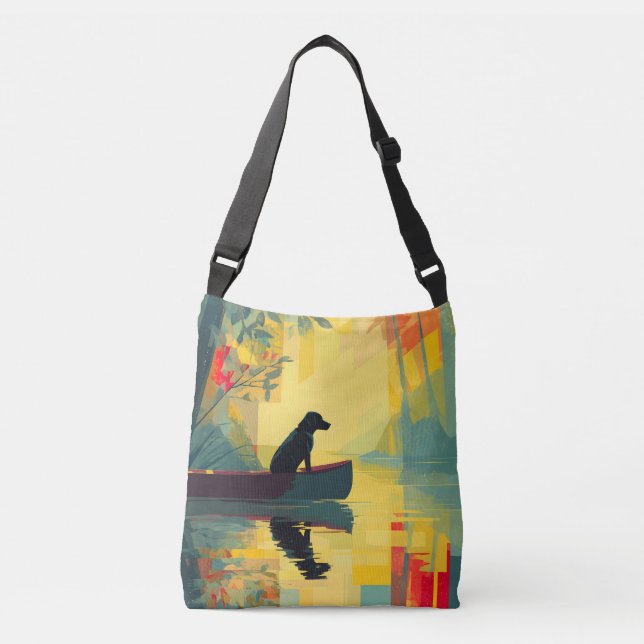 Natur Minimalistisk Svart Labrador Kanot Axelväska (Framsida)
