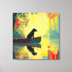 Natur Minimalistisk Svart Labrador Kanot Canvastryck