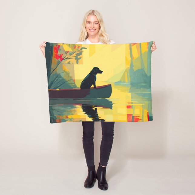 Natur Minimalistisk Svart Labrador Kanot Fleecefilt (På plats)