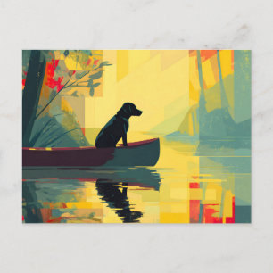 Natur Minimalistisk Svart Labrador Kanot Helg Vykort