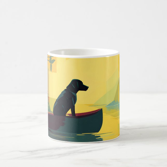 Natur Minimalistisk Svart Labrador Kanot Kaffemugg (Center)