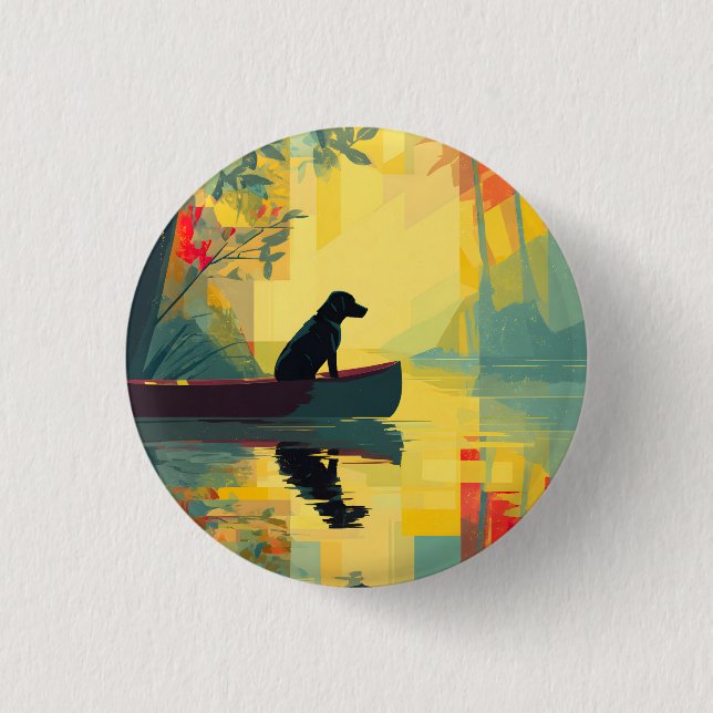 Natur Minimalistisk Svart Labrador Kanot Knapp (Framsida)