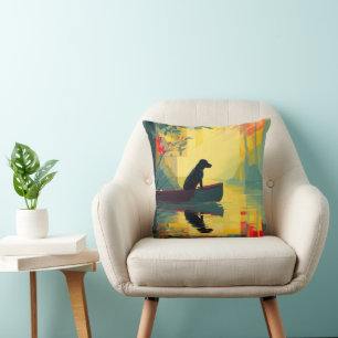 Natur Minimalistisk Svart Labrador Kanot Kudde