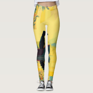 Natur Minimalistisk Svart Labrador Kanot Leggings