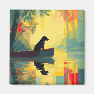 Natur Minimalistisk Svart Labrador Kanot Magnet