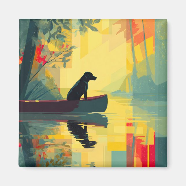Natur Minimalistisk Svart Labrador Kanot Magnet (Framsidan)