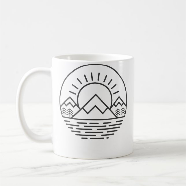 Natur Minimalistiska Berg Camping Vandring Kaffemugg (Vänster)