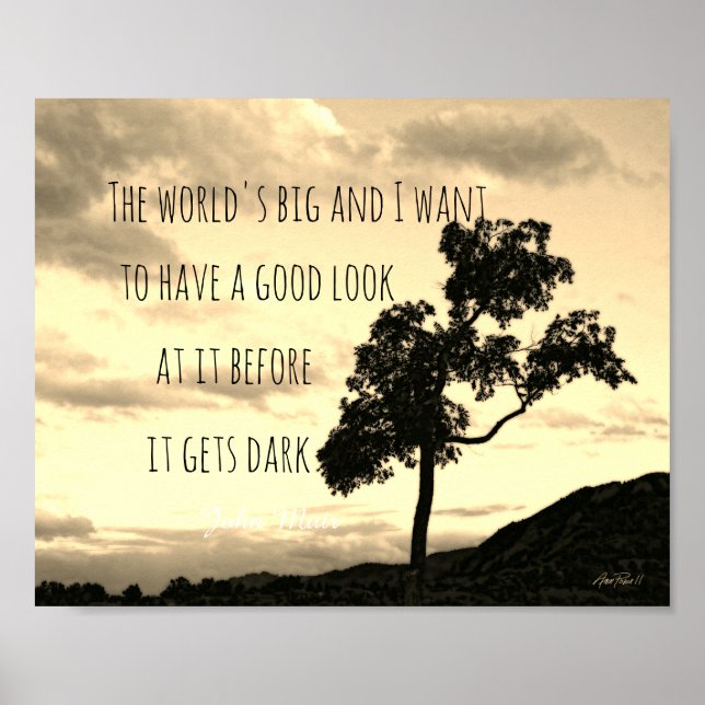 Natur Muir-citat poster sepia-tonad (Framsidan)