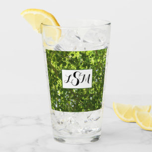 Natur Photo Bright Grönt Löv Träd Monogram Glaskopp